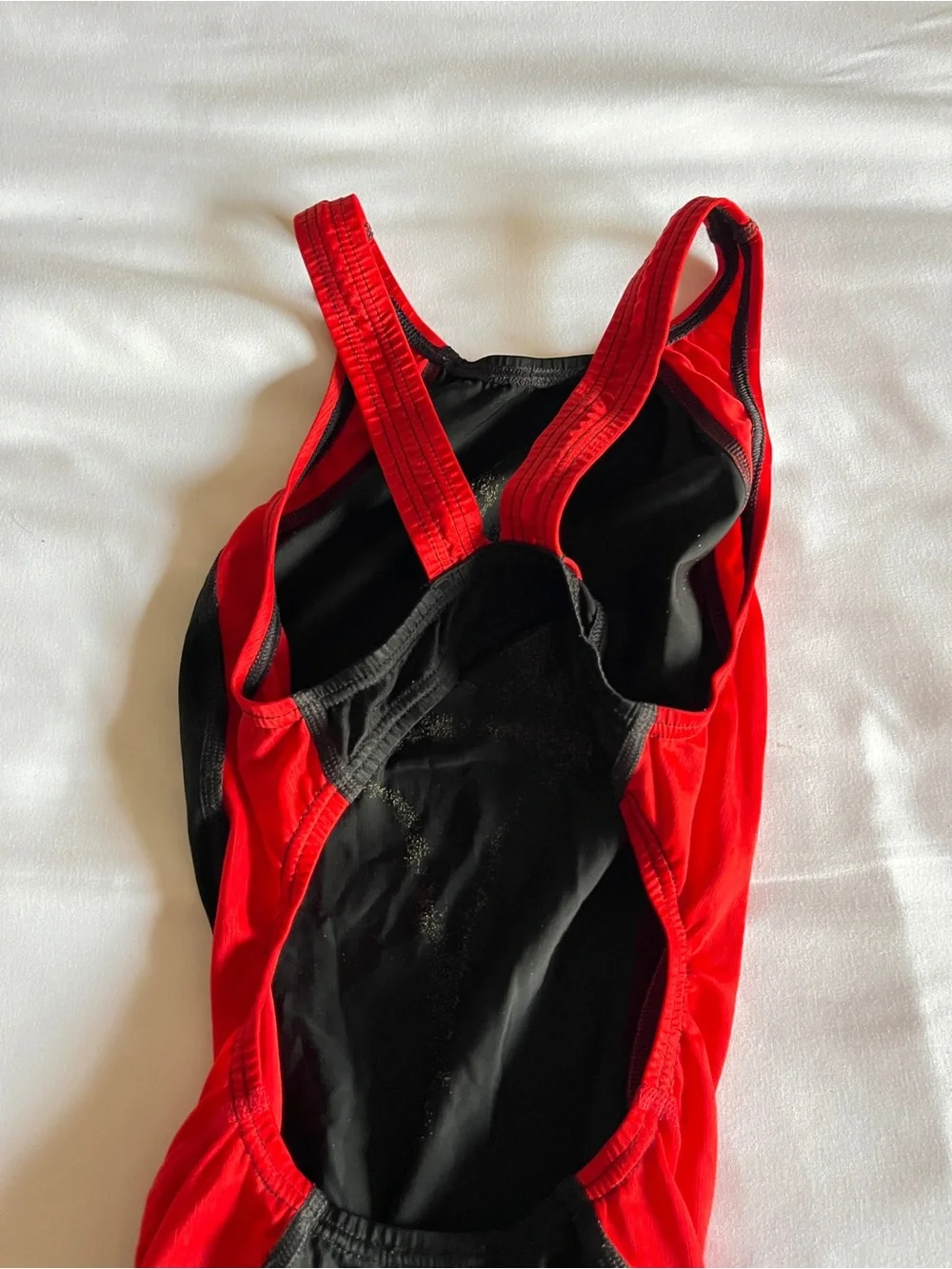Speedo Fastskin FSII Competitive Swimsuit Red Black Size 30 One Piece Flyback
